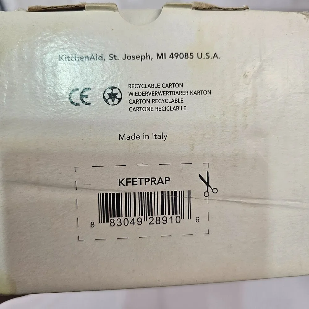KitchenAid Pasta Roller Fettuccine Cutter Attachment Set KFETPRAP w/ Box Manual
